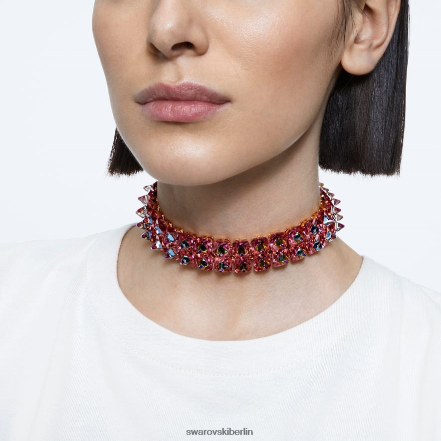 Swarovski Ortyx-Halsband Pyramidenschliff, rosa, vergoldet Schmuck HLT448344