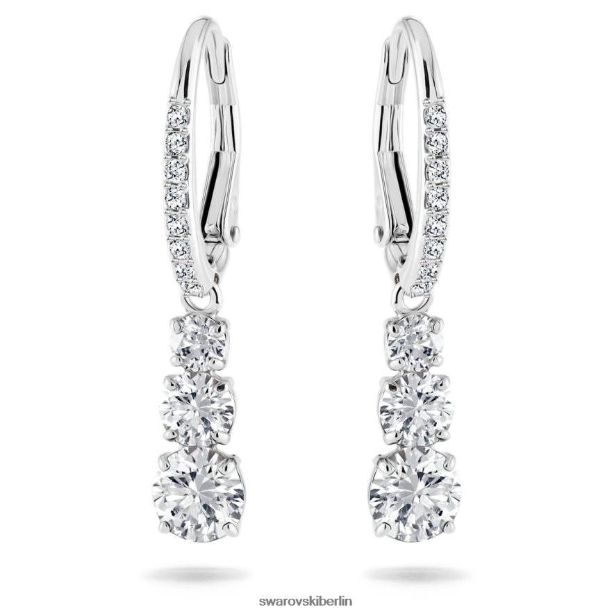 Swarovski Attraktiv-Trilogie-Creolen Rundschliff, weiß, rhodiniert Schmuck HLT448757
