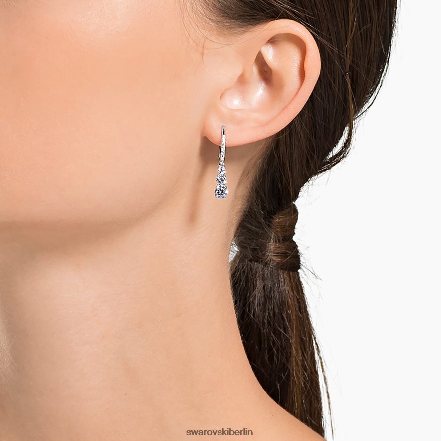 Swarovski Attraktiv-Trilogie-Creolen Rundschliff, weiß, rhodiniert Schmuck HLT448757