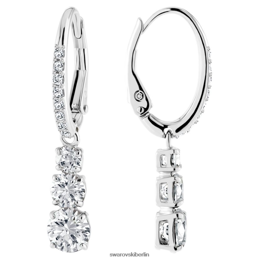 Swarovski Attraktiv-Trilogie-Creolen Rundschliff, weiß, rhodiniert Schmuck HLT448757