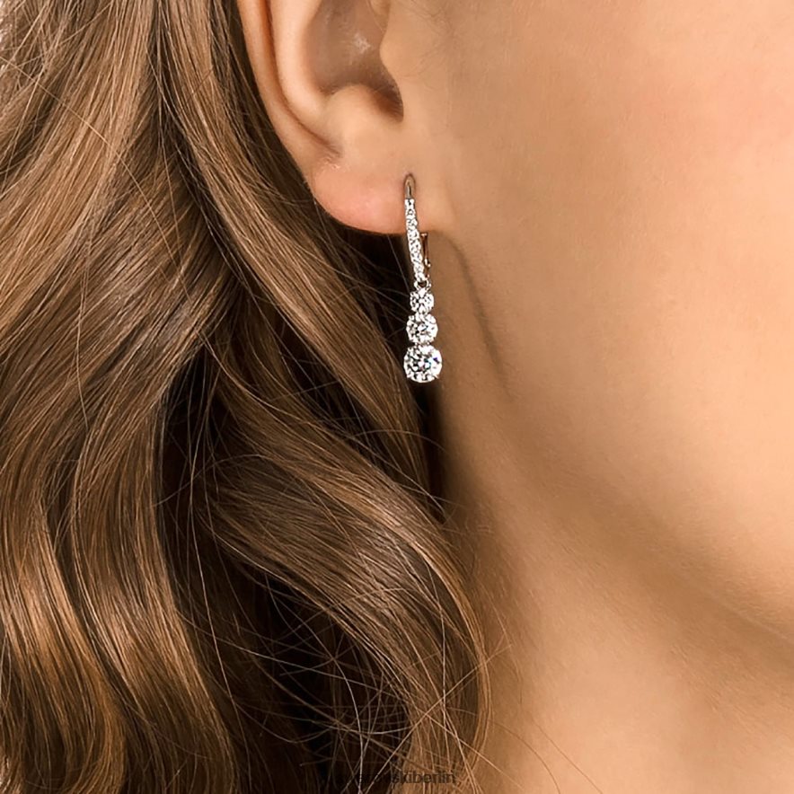 Swarovski Attraktiv-Trilogie-Creolen Rundschliff, weiß, rhodiniert Schmuck HLT448757