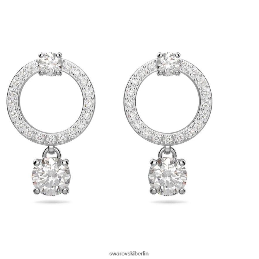 Swarovski Creolen anziehen Rundschliff, weiß, rhodiniert Schmuck HLT448773