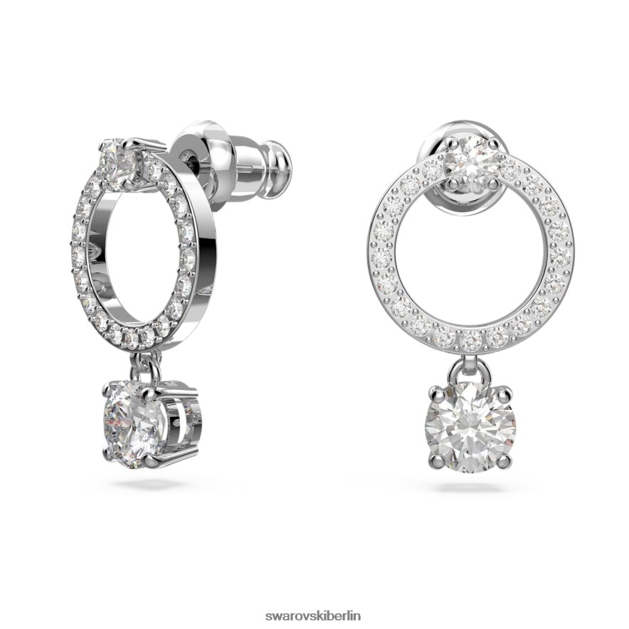 Swarovski Creolen anziehen Rundschliff, weiß, rhodiniert Schmuck HLT448773