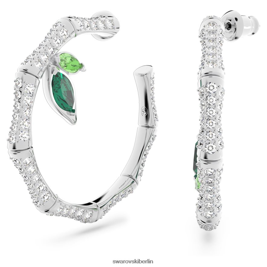 Swarovski Dellium-Creolen Bambus, grün, rhodiniert Schmuck HLT448929