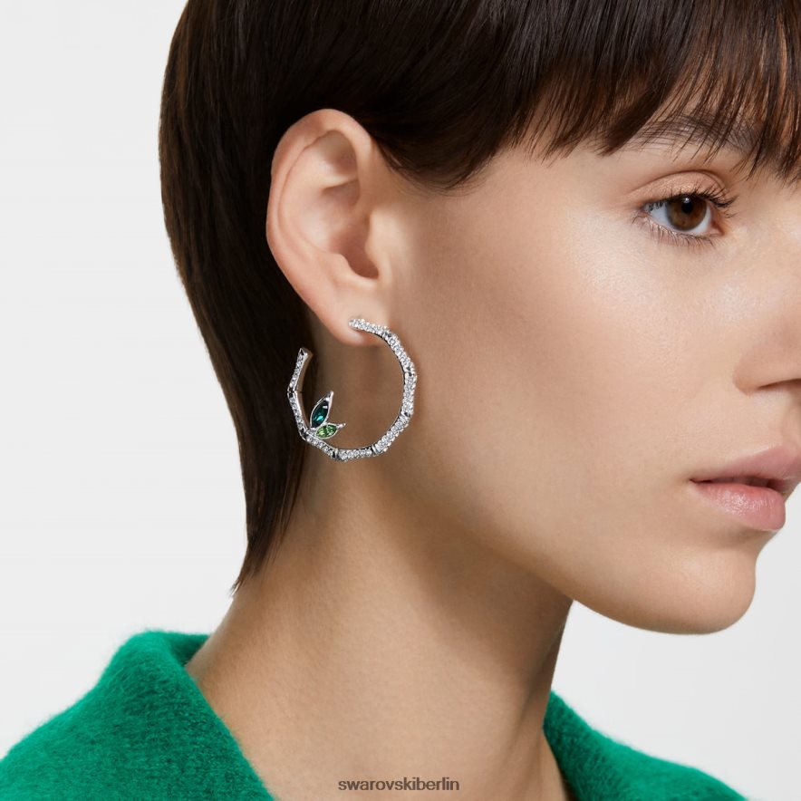 Swarovski Dellium-Creolen Bambus, grün, rhodiniert Schmuck HLT448929