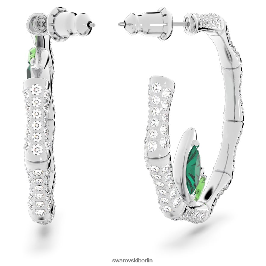 Swarovski Dellium-Creolen Bambus, grün, rhodiniert Schmuck HLT448929