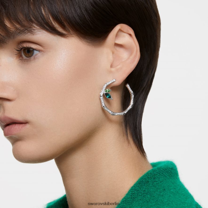 Swarovski Dellium-Creolen Bambus, grün, rhodiniert Schmuck HLT448929