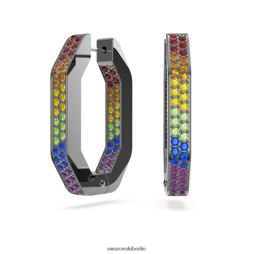 Swarovski Dextera-Creolen Achteckform, mehrfarbig, rutheniumbeschichtet Schmuck HLT448865