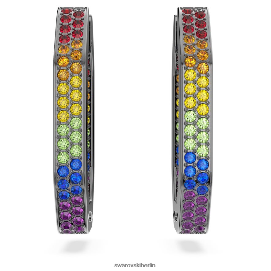 Swarovski Dextera-Creolen Achteckform, mehrfarbig, rutheniumbeschichtet Schmuck HLT448865