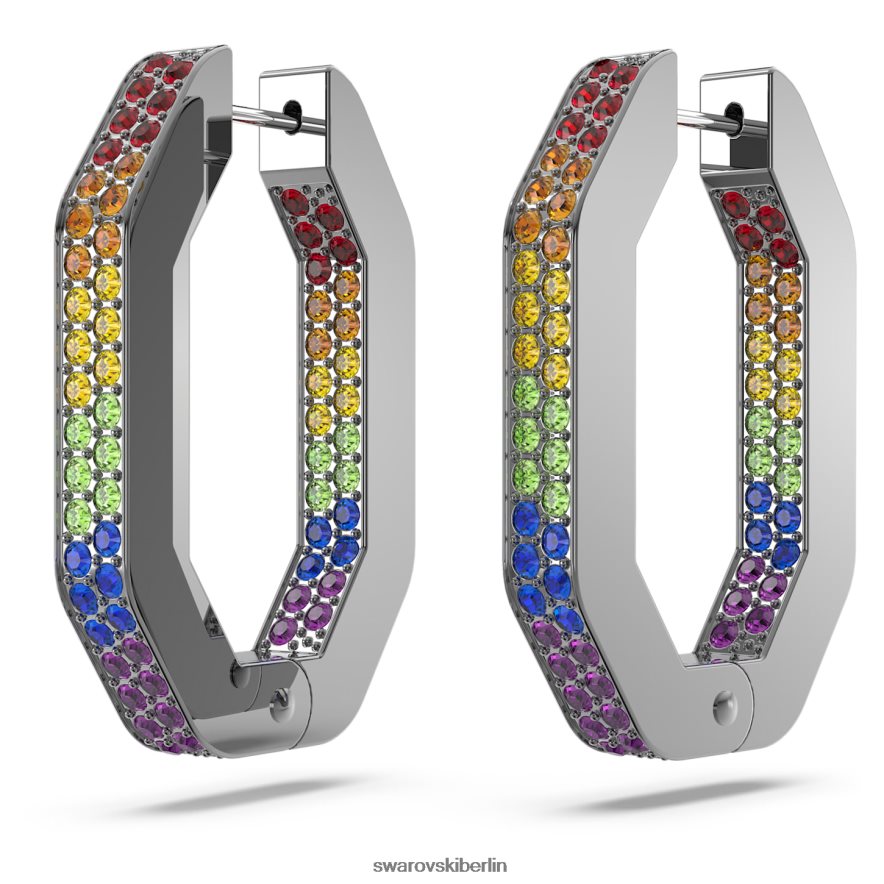 Swarovski Dextera-Creolen Achteckform, mehrfarbig, rutheniumbeschichtet Schmuck HLT448865