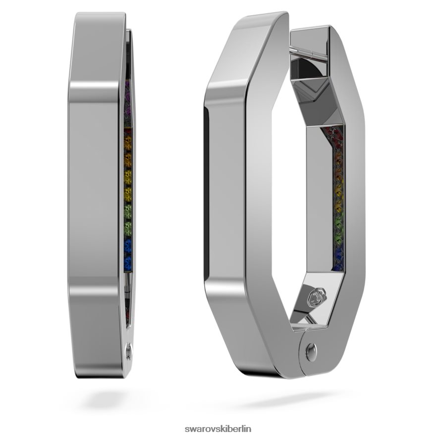 Swarovski Dextera-Creolen Achteckform, mehrfarbig, rutheniumbeschichtet Schmuck HLT448865