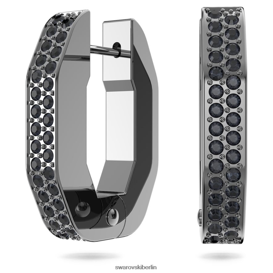 Swarovski Dextera-Creolen Achteckform, schwarz, rutheniumbeschichtet Schmuck HLT448899