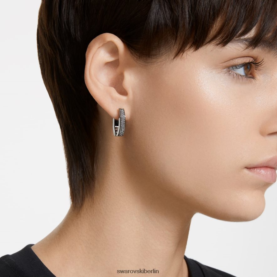 Swarovski Dextera-Creolen Achteckform, schwarz, rutheniumbeschichtet Schmuck HLT448899