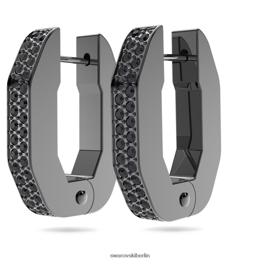 Swarovski Dextera-Creolen Achteckform, schwarz, rutheniumbeschichtet Schmuck HLT448899