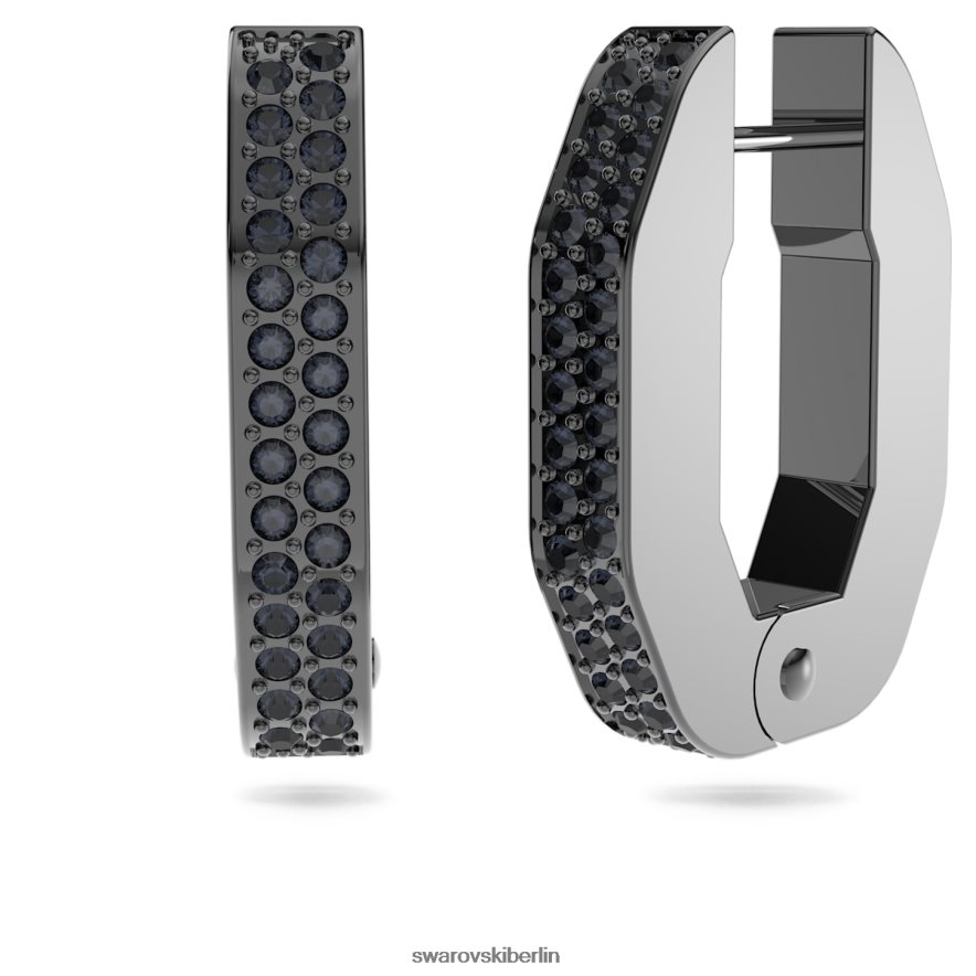 Swarovski Dextera-Creolen Achteckform, schwarz, rutheniumbeschichtet Schmuck HLT448899