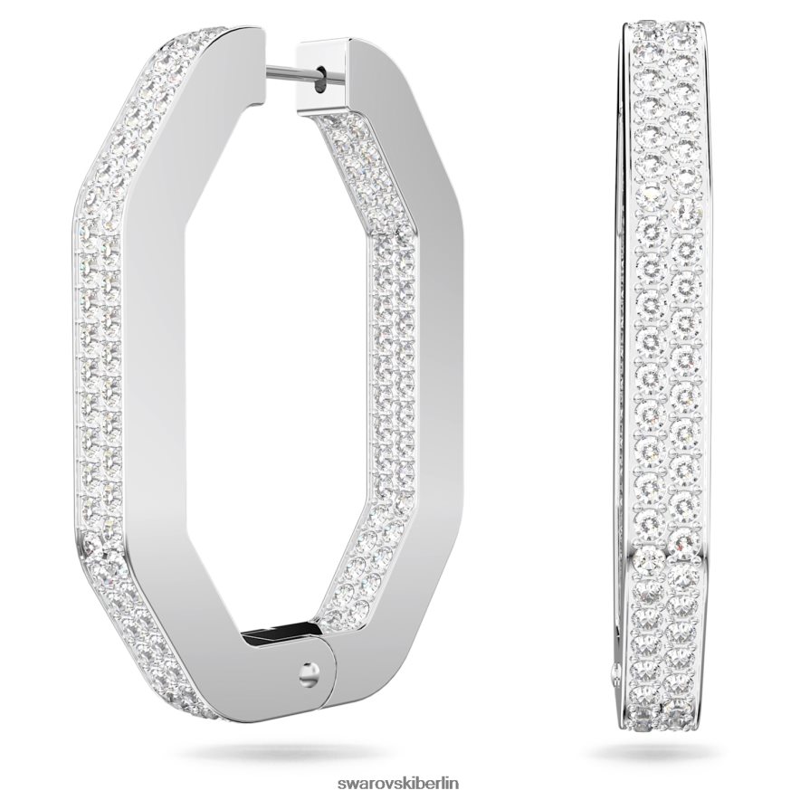Swarovski Dextera-Creolen Achteckform, weiß, rhodiniert Schmuck HLT448906