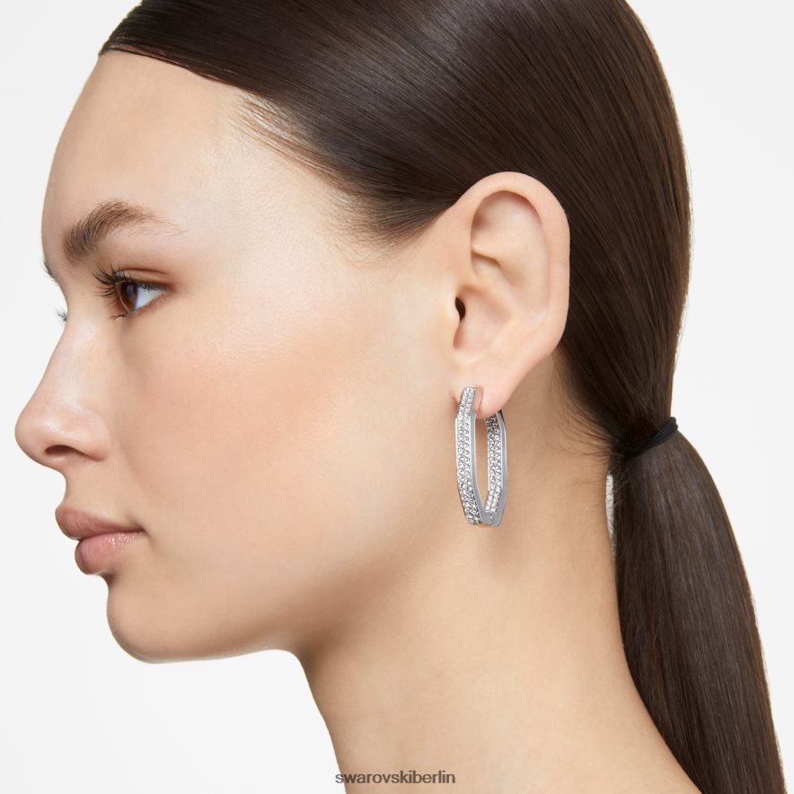 Swarovski Dextera-Creolen Achteckform, weiß, rhodiniert Schmuck HLT448906