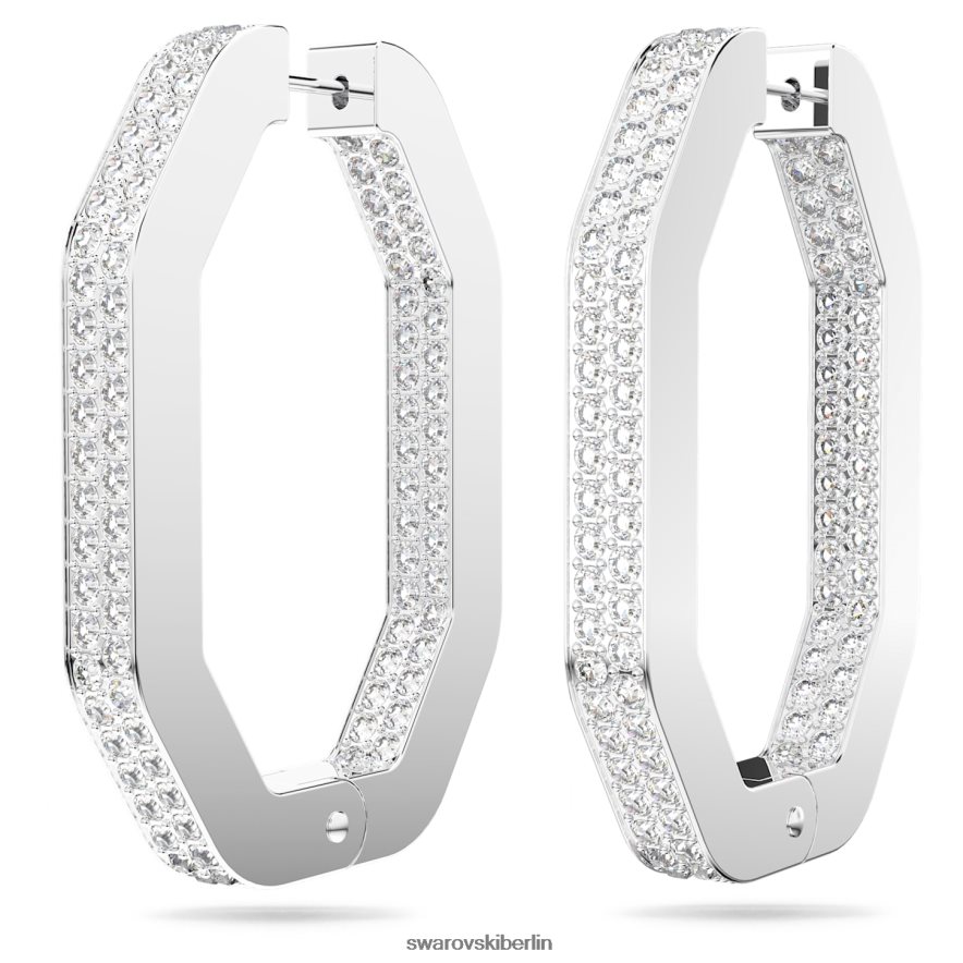 Swarovski Dextera-Creolen Achteckform, weiß, rhodiniert Schmuck HLT448906