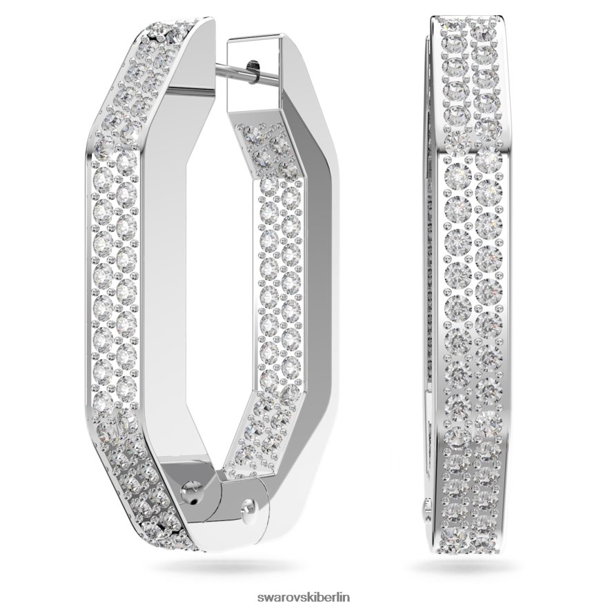 Swarovski Dextera-Creolen Achteckform, weiß, rhodiniert Schmuck HLT448926