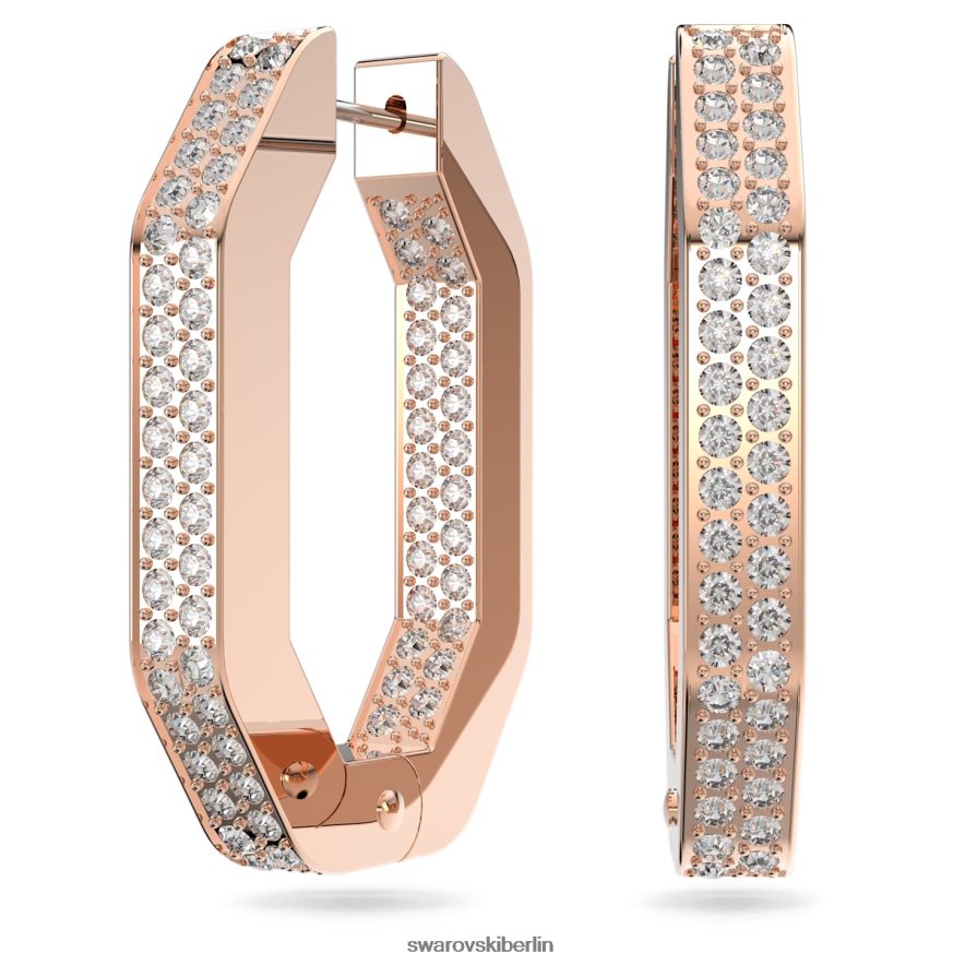 Swarovski Dextera-Creolen Achteckform, weiß, rosévergoldet Schmuck HLT448893