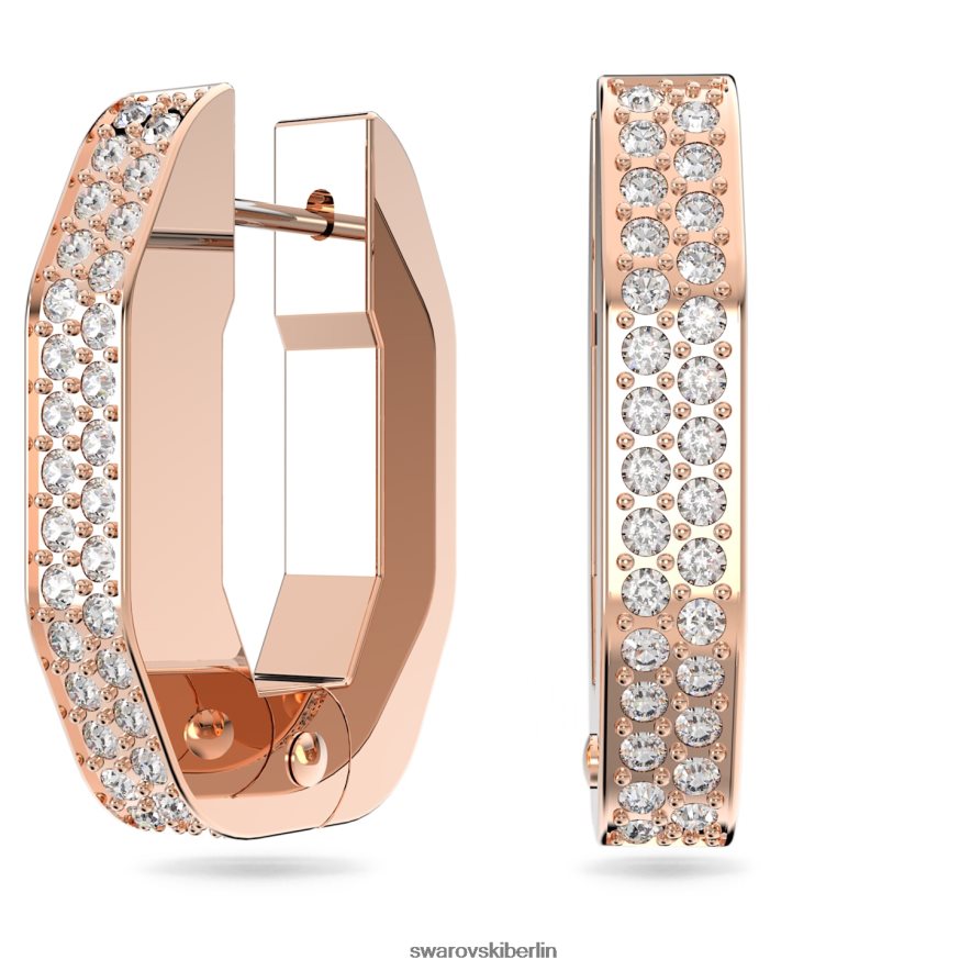 Swarovski Dextera-Creolen Achteckform, weiß, rosévergoldet Schmuck HLT448898