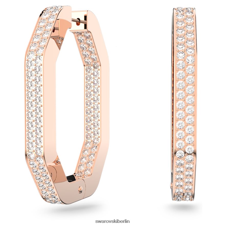 Swarovski Dextera-Creolen Achteckform, weiß, rosévergoldet Schmuck HLT448910