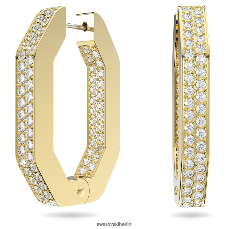 Swarovski Dextera-Creolen Achteckform, weiß, vergoldet Schmuck HLT448880