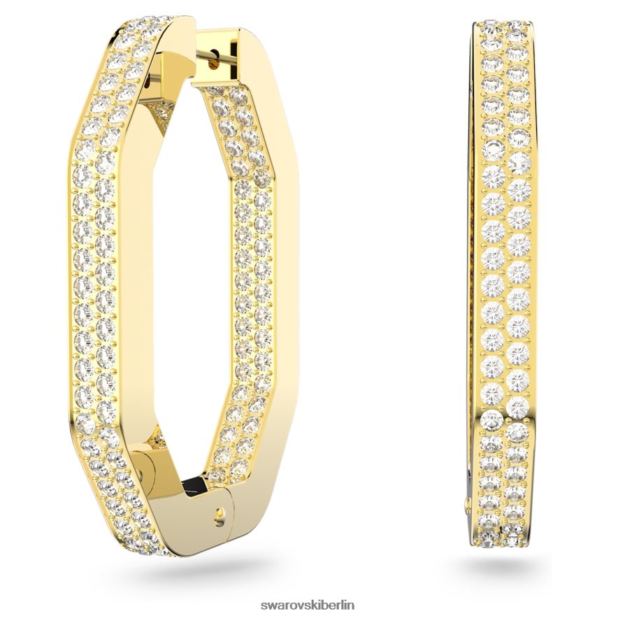 Swarovski Dextera-Creolen Achteckform, weiß, vergoldet Schmuck HLT448925