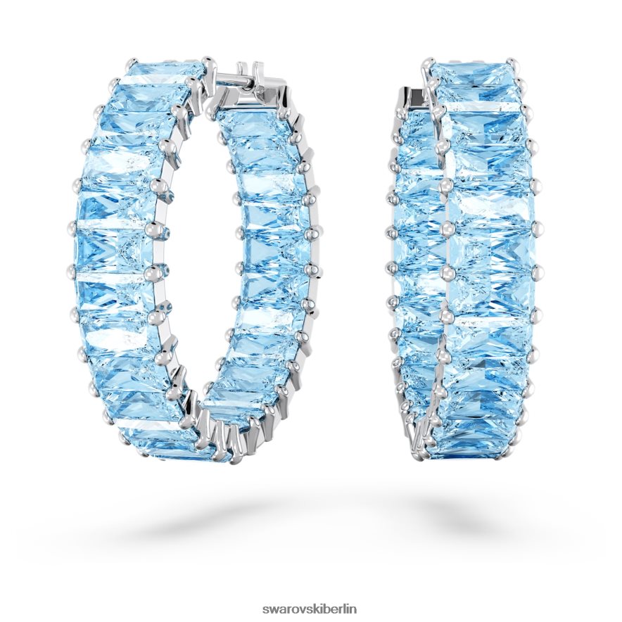 Swarovski Matrix-Creolen Baguetteschliff, blau, rhodiniert Schmuck HLT448863