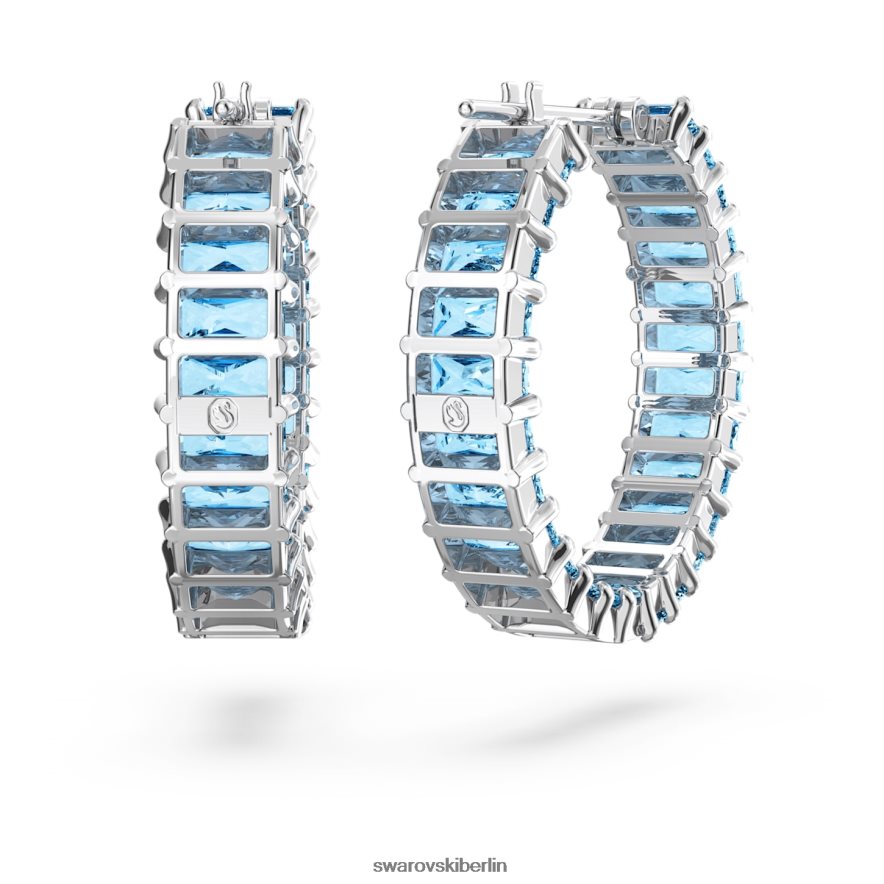 Swarovski Matrix-Creolen Baguetteschliff, blau, rhodiniert Schmuck HLT448863