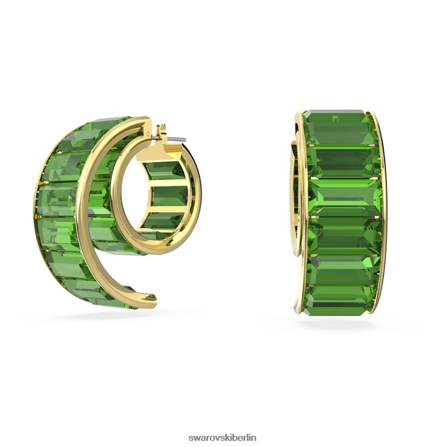 Swarovski Matrix-Creolen Baguetteschliff, grün, vergoldet Schmuck HLT448928