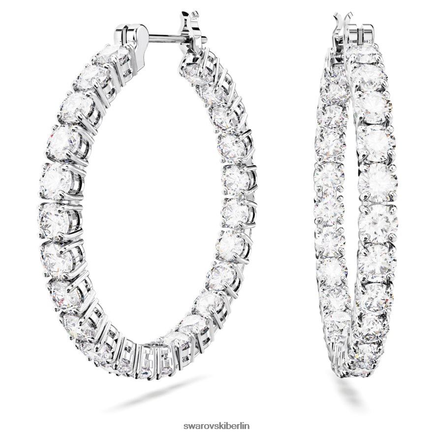 Swarovski Matrix-Creolen Rundschliff, weiß, rhodiniert Schmuck HLT448911