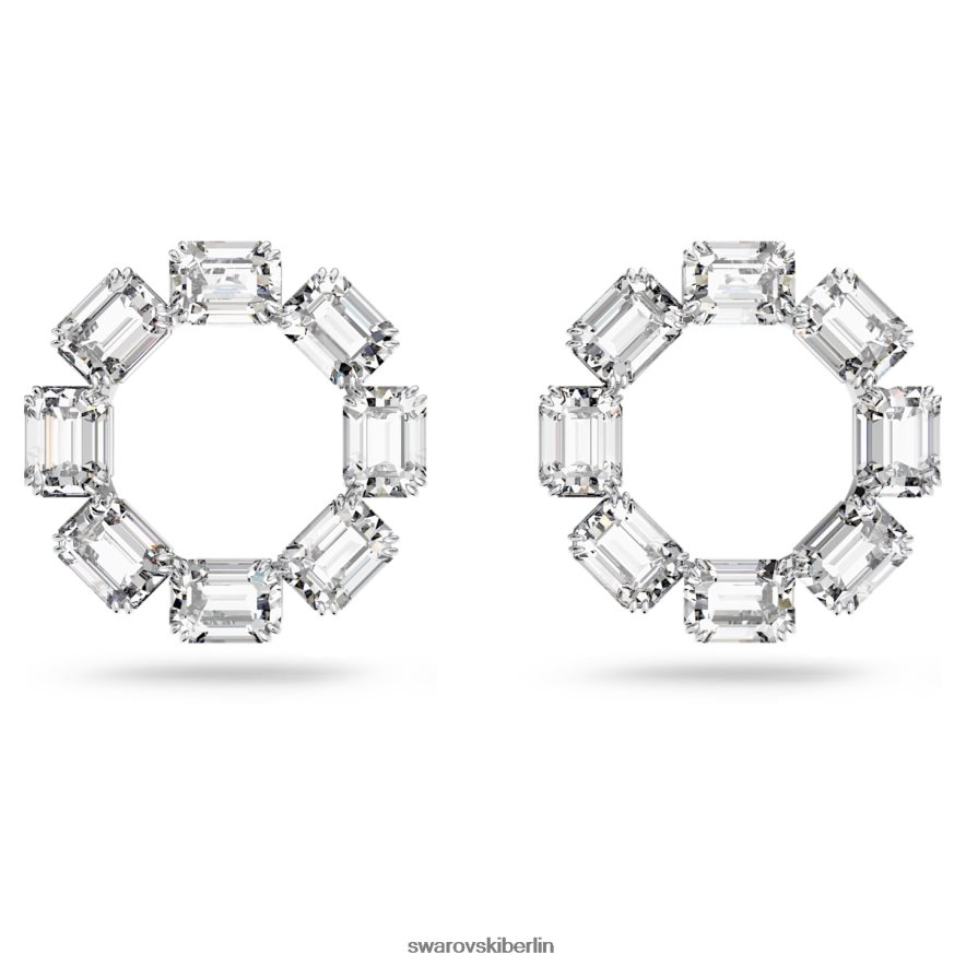 Swarovski Millenia-Creolen Achteckschliff, weiß, rhodiniert Schmuck HLT448935