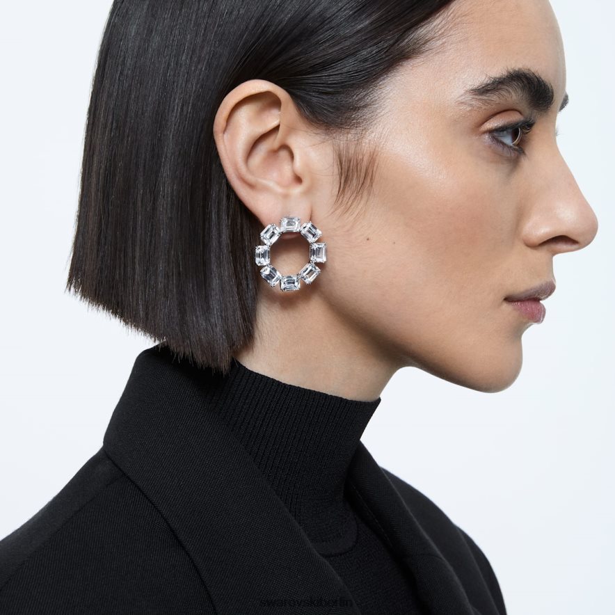 Swarovski Millenia-Creolen Achteckschliff, weiß, rhodiniert Schmuck HLT448935