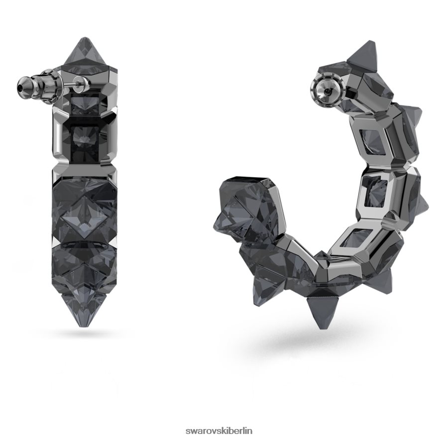 Swarovski Ortyx-Creolen Pyramidenschliff, grau, rutheniumbeschichtet Schmuck HLT448900