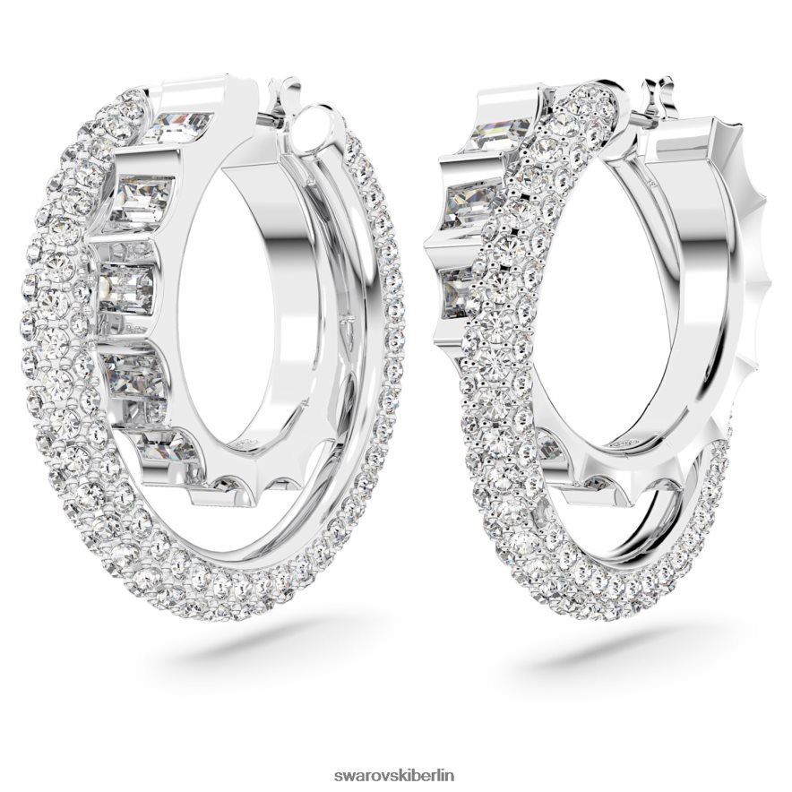 Swarovski Rota-Creolen Mischschliffe, weiß, rhodiniert Schmuck HLT448879