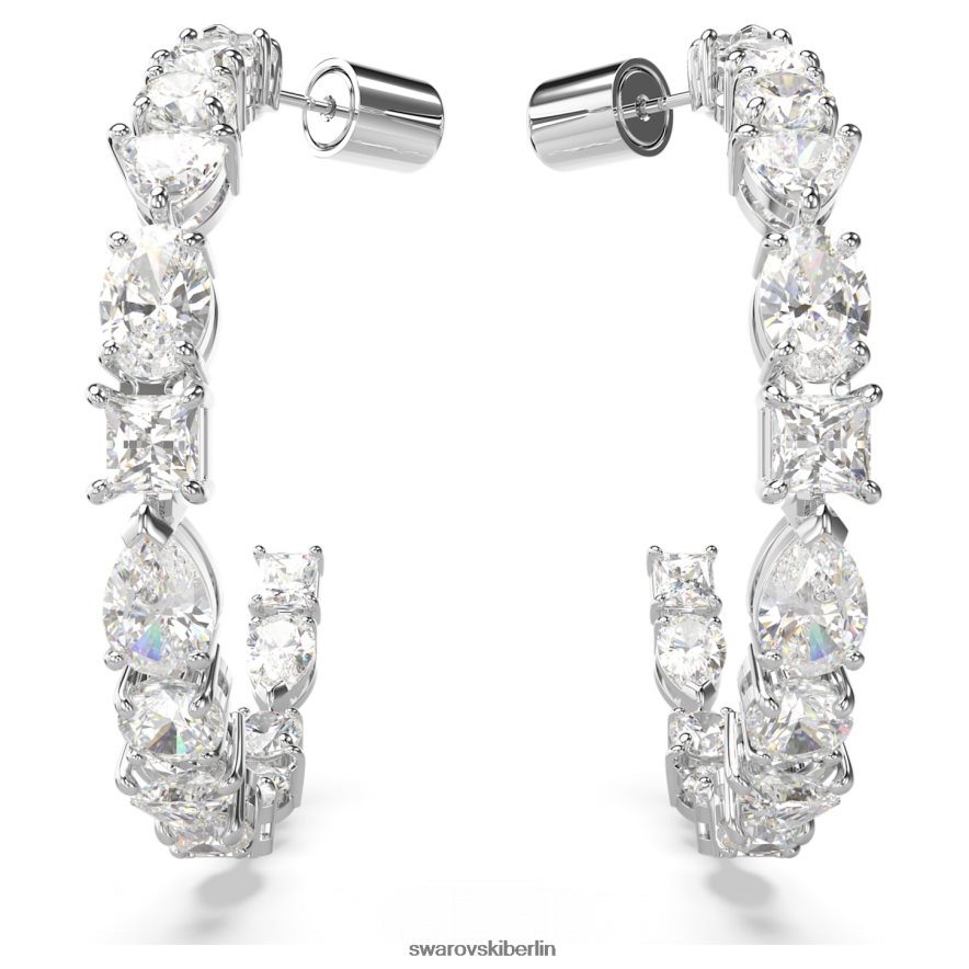 Swarovski Tennis-Deluxe-Creolen Mischschliffe, weiß, rhodiniert Schmuck HLT448892