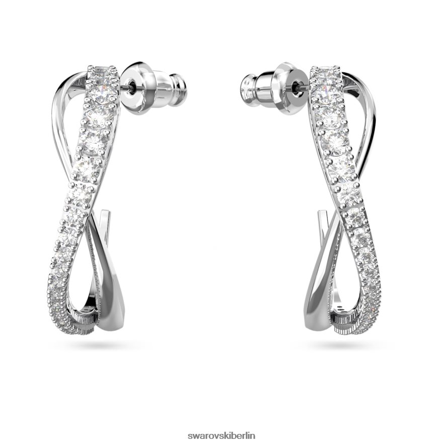 Swarovski Twist-Creolen weiß, rhodiniert Schmuck HLT448904