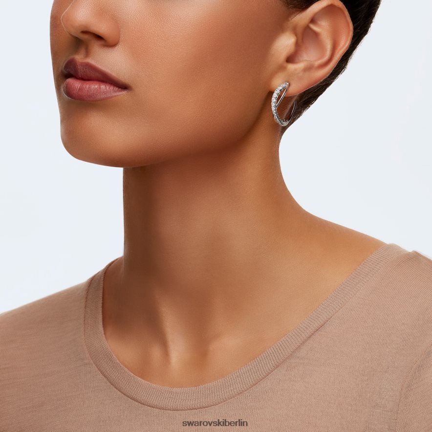 Swarovski Twist-Creolen weiß, rhodiniert Schmuck HLT448904