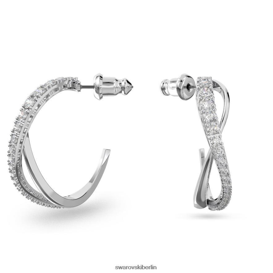 Swarovski Twist-Creolen weiß, rhodiniert Schmuck HLT448904