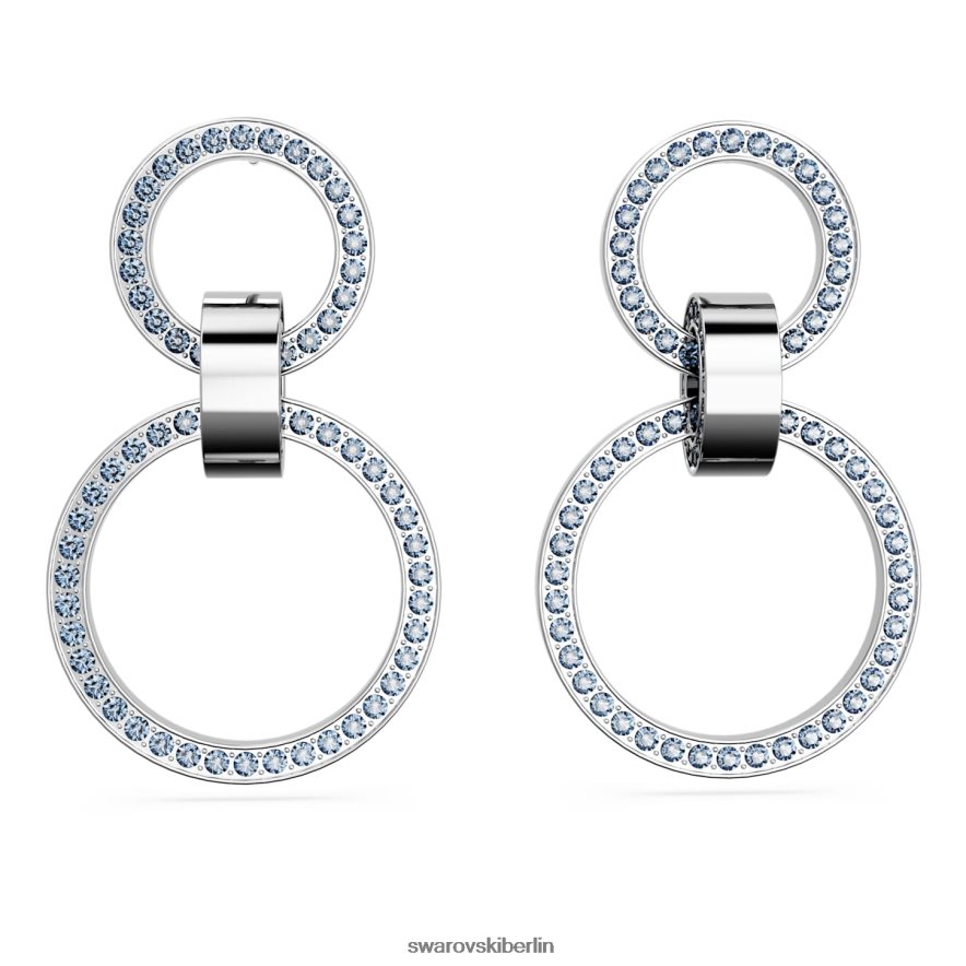 Swarovski hohle Creolen blau, rhodiniert Schmuck HLT448933