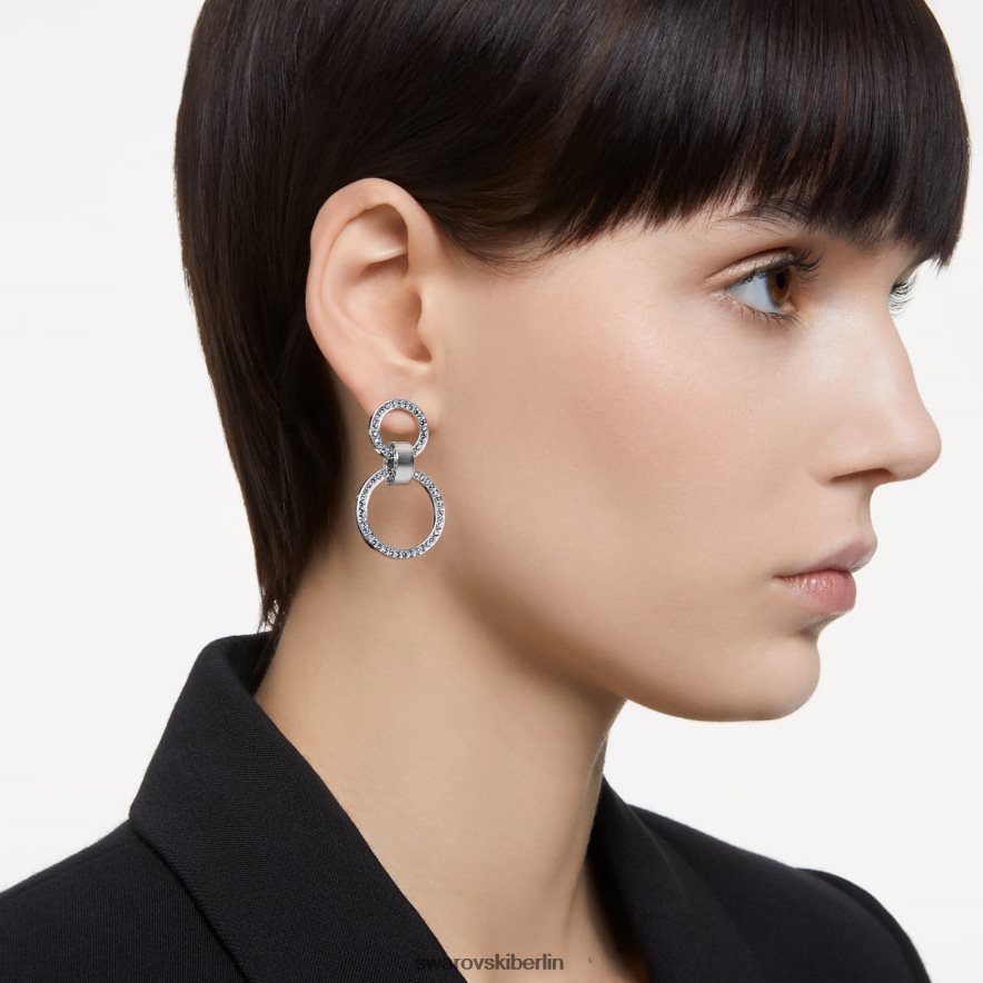 Swarovski hohle Creolen blau, rhodiniert Schmuck HLT448933