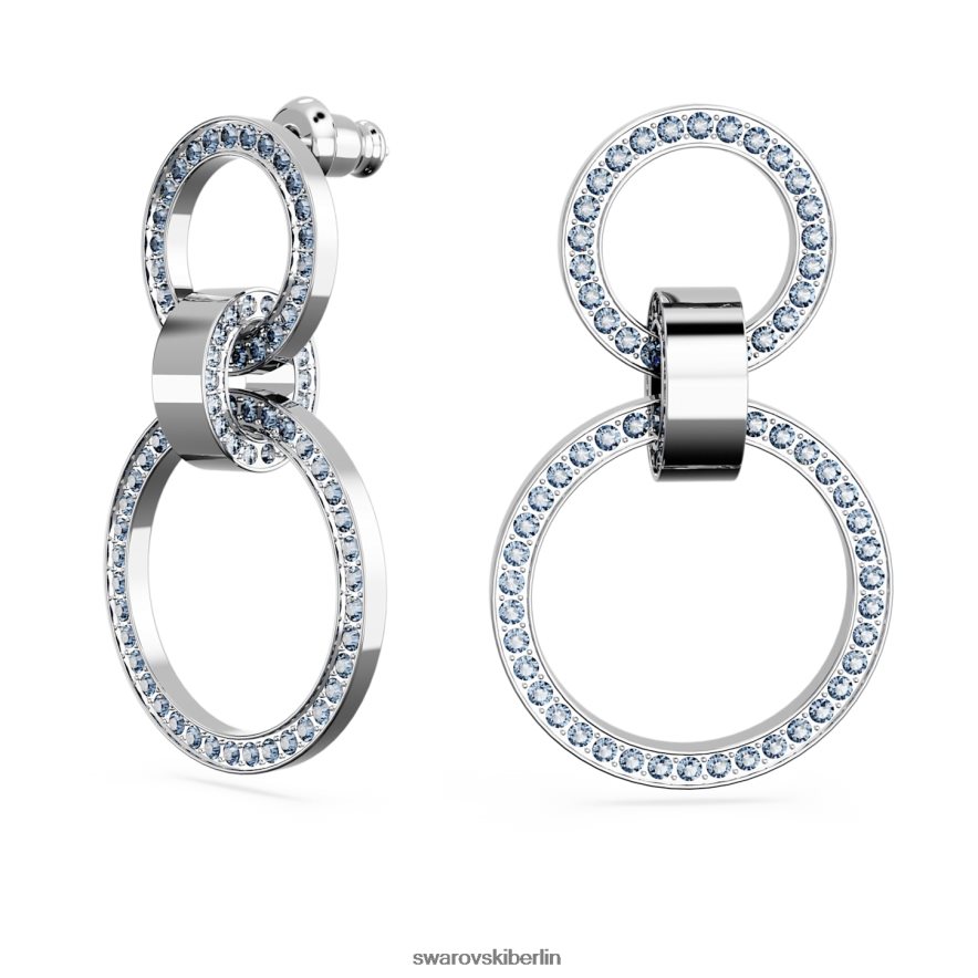 Swarovski hohle Creolen blau, rhodiniert Schmuck HLT448933