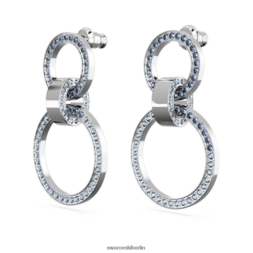 Swarovski hohle Creolen blau, rhodiniert Schmuck HLT448933