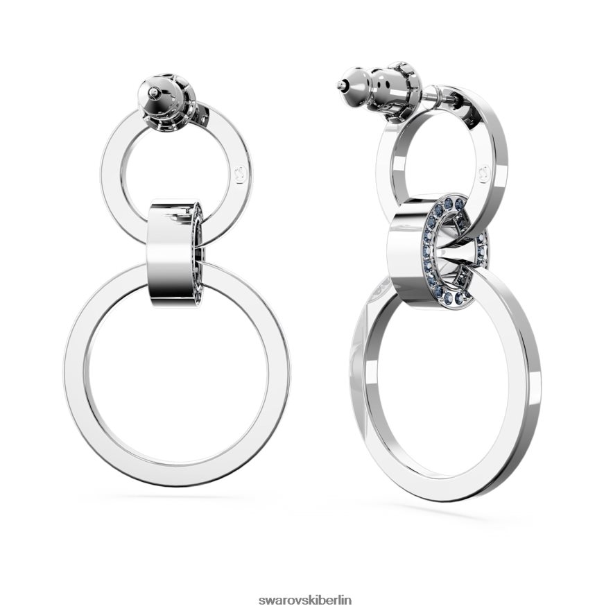 Swarovski hohle Creolen blau, rhodiniert Schmuck HLT448933