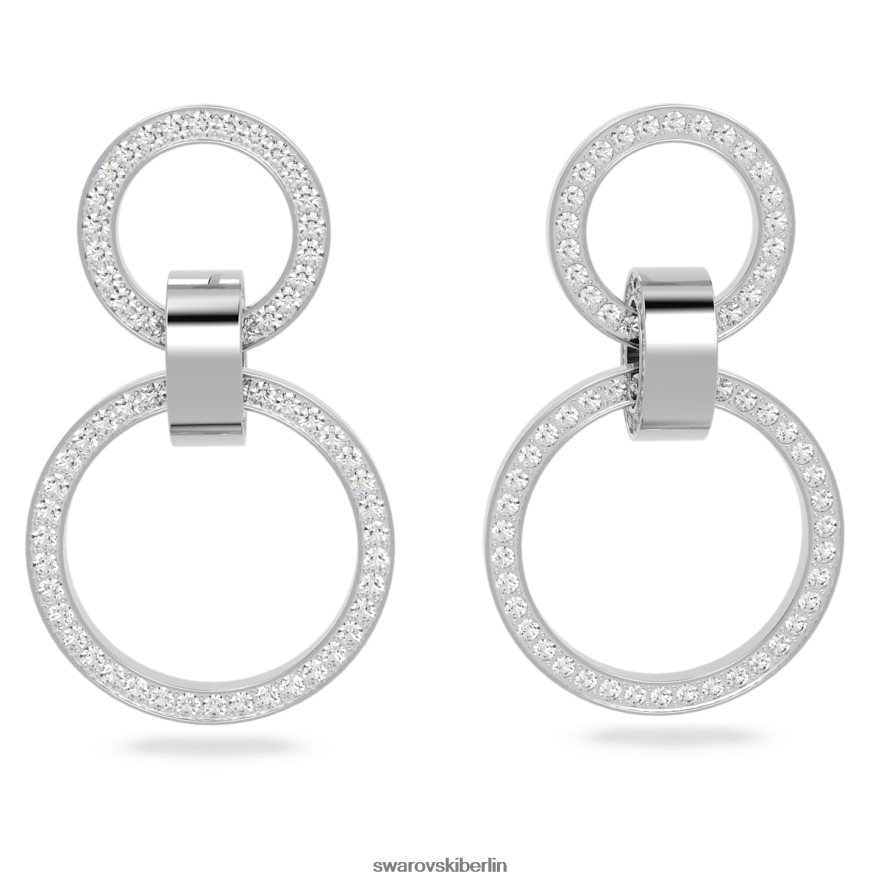 Swarovski hohle Creolen weiß, rhodiniert Schmuck HLT448902