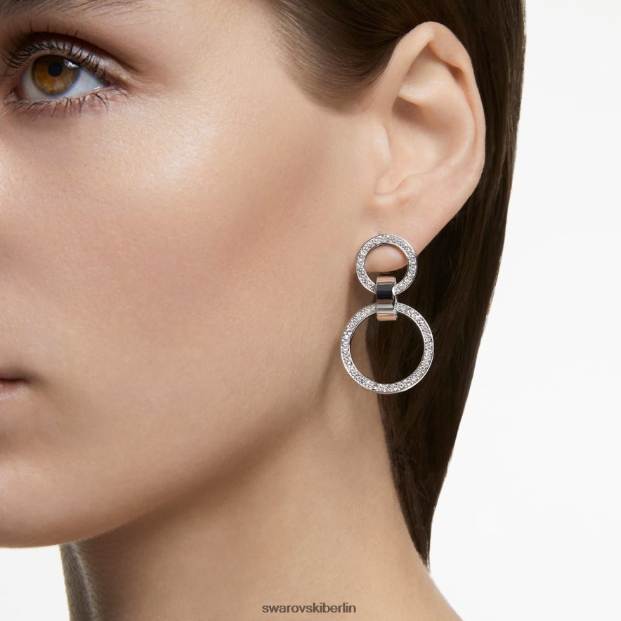 Swarovski hohle Creolen weiß, rhodiniert Schmuck HLT448902