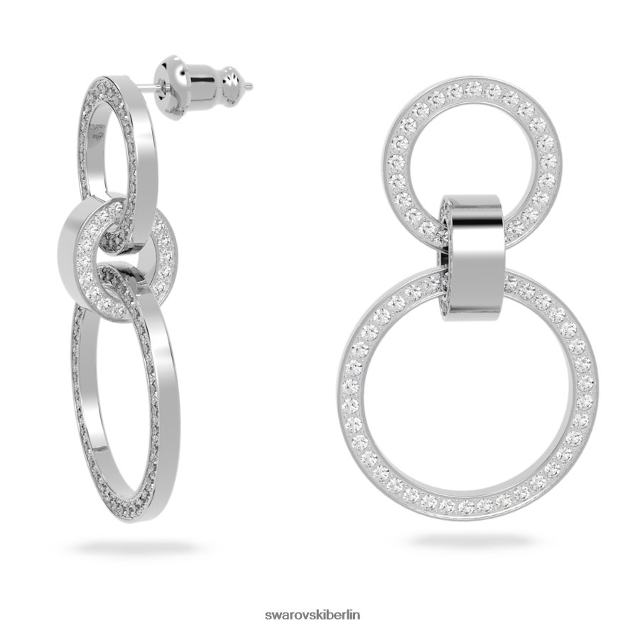 Swarovski hohle Creolen weiß, rhodiniert Schmuck HLT448902