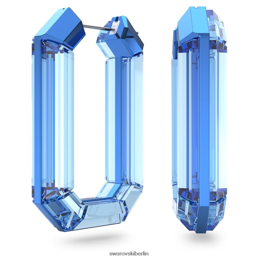 Swarovski leuchtende Creolen Statement, Achteckform, blau Schmuck HLT448874