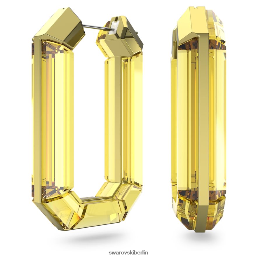 Swarovski leuchtende Creolen Statement, Achteckform, gelb Schmuck HLT448873